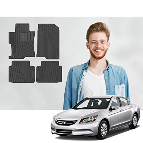 Custom Fit Honda Accord 2008 2009 2010 2011 2012 Car Floor Mats Of Quality With A Stylish Look - Front And Second Row (Black) (4Pcs) #TOP10