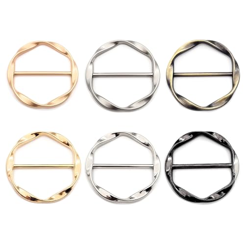 KornaDoz 6 Pcs Shirt Clips Scarf Rings, Metal Circle Buckles for T-Shirt Side Tie, Stylish Tee Knot Holder, Waist Clothes Cinch, Fashion Outfit Accessories for Women, Girls - Dress & Top Styling Tool