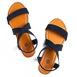 Rekayla Elastic Ankle Wrap Flat Sandals for Women New Navy Blue 11