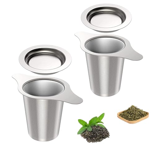 2PCS Stainless Steel Premium Tea & Coffee Strainer Infuser with Double Handles, Large Capacity Fine Mesh Strainer, Perfect for Loose Leaf Tea, Coffee Steeping in Cups and Teapots - Brewing Made Easy