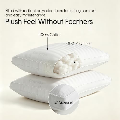 Calvin Klein Hotel Bed Pillows King Size Set of 2 Medium Soft Support - image 4