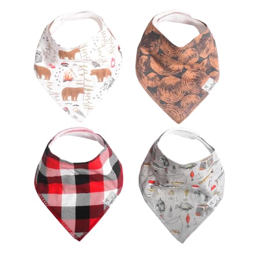 Image of Copper Pearl 4 Pack Soft Cotton Baby Bibs for Drooling and Teething, Absorbent Drool Bibs for Baby Girl and Boy, Adjustable to Fit Newborns to Toddlers, Tons of Styles (Lumberjack)