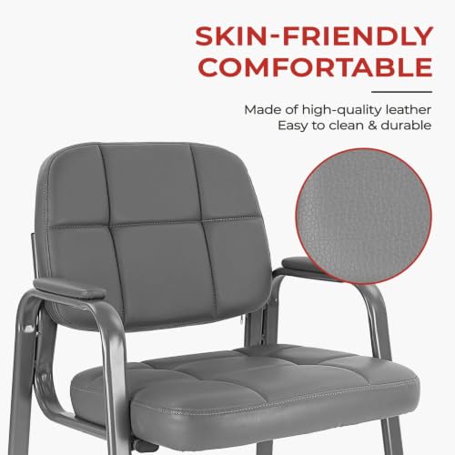 Image of CLATINA Classic Reception Chair with Padded Armrests and Sturdy Steel Frame, Ergonomic Guest Chair for Office Conference Waiting Meeting Room, Grey (8 Pack)