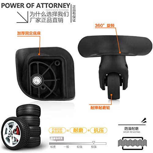 Luggage Wheel,Luggage Suitcase Wheels, 360 Degree Swivel Luggage Mute Wheel Suitcase Replacement Repair Wheels Parts Spinner (W237#)3