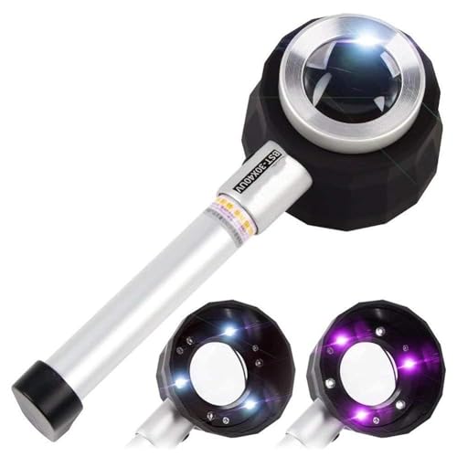 Loupe avec lumière LED 30x HD grossissante portable pour lecture de précision et numismatique