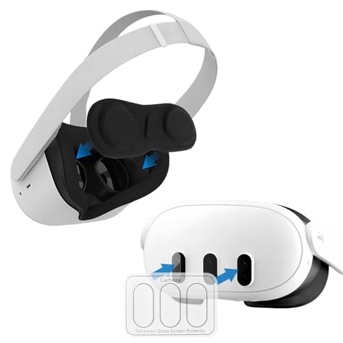 Schutz Set für Meta Quest 3 mit VR Kameraobjektiv Schutzfolie, Staubschutz, Abwaschbare Schutzhülle, Anti-Kratzer und Anti-Staub VR Zubehör für Langlebige Nutzung und klare Sicht