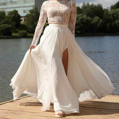 WDPL Women's Maxi Floor Length Split Chiffon Prom Party Skirt2