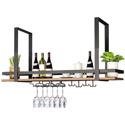 Support à verres à vin de plafond en métal suspendu au design épuré et durable