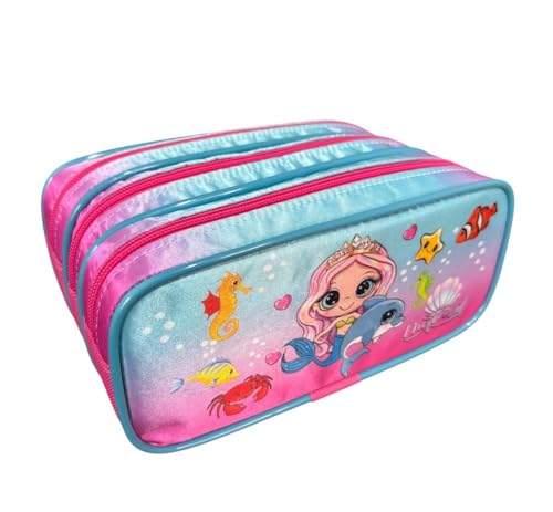 Estojo Escolar Triplo Sereia Estojos Kids
