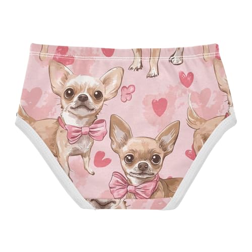 Wusikd Chihuahuas Girls' Underwear Cotton Pink Heart Girls Briefs Soft Toddler Underwear 2T2