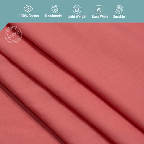 Image of 100% Pure Cotton Mulmul Fabric Material | Reusable Ultra Fine Mulmul Fabric | Lightweight Soft Smooth Piece Linning, Stole, Dupatta, Cushion Pillow Cover (Georgia Peach, 3.5 Meters)