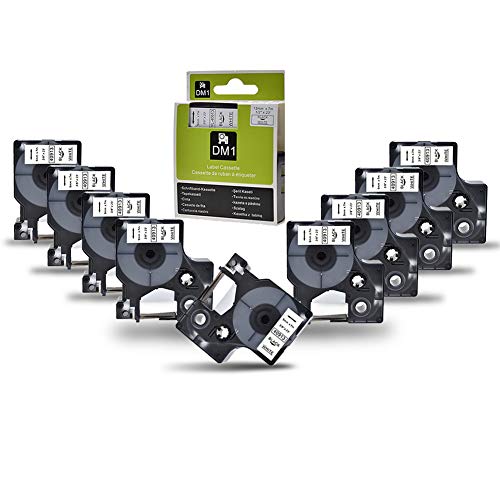 9 Schriftband Kompatible Dymo D1 9mm x 7m 40913 S0720680 Schwarz auf Weiß Etiketten Etikettenband als Ersatz Band für LabelManager 160 210D 360D 280 420P 500TS Labelpoint 250 150 100