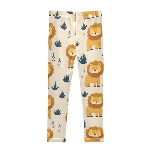 Cartoon Lion Leaves Girls Leggings Soft Stretch Workout Yoga Dance Pants for Kids Casual Tights2