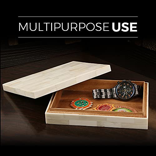 Image of Handicrafts Home Jewelry Gift Boxes - Decorative Organizer and Storage Box for Decor White Bone Inlay 5x7x1.5