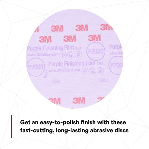 Image of 3M Hookit Purple Finishing Film Abrasive Disc 30666, 6 in, 2000+ Grade, 50 Pack, Clear Coat Sanding, Paint Finishing, Defect Removal, Long Lasting