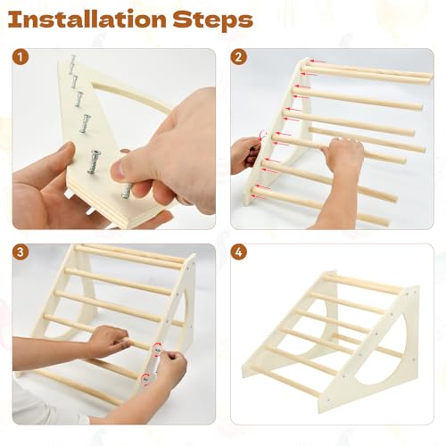 Image of Chicken Roosting Bar Solid Wood Roosting Ladder Poultry Perch Stand Jungle Gym for Backyards Chicken Coops Farms Chicken Toy for Chicks Hens Roosters Large Birds Parrots Macaws S