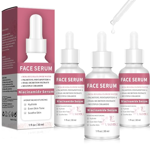 LAKIBOLE 3 Pack 5% Niacinamide Serum with 5% Damascus Rose Floral Water (1fl.oz/30ml Each) Rose Floral 5% Niacinamide Serum