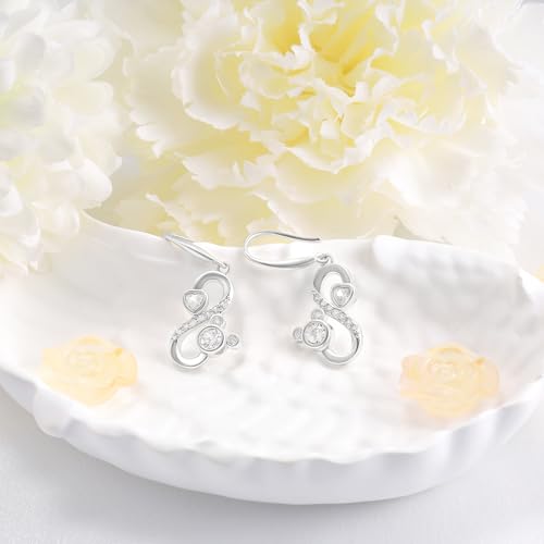 Sterling Silver Mouse Earrings with Cubic Zirconia Hypoallergenic Lightweight Drop Dangle Earrings Gift for Teens Women Daughter Granddaughter Niece2