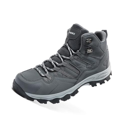 Men's Waterproof Hiking Boots High-Top Leather Non-Slip Outdoor Shoes for Mountain Trekking, Trail & Camping