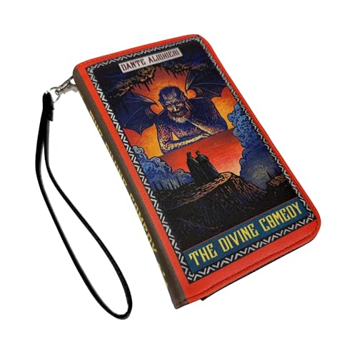 Image of Women's Bifold Wallet Divine Comedy Book Wristlet, Orange 7 Inch