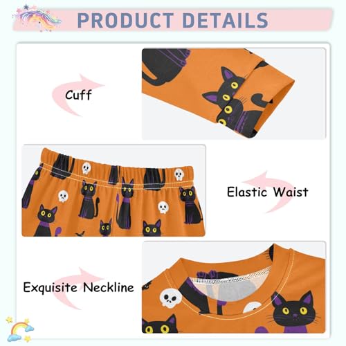 Fustylead Halloween Colt Cat and Skull Cotton Pajamas Set 2 Piece Long Sleeve Pjs Sleepwear4