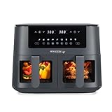 Holstein Housewares 8.4 QT Dual Basket Digital Air Fryer with LED touchscreen – Family Size Viewing Windows, Air Technology for Less Oil Use, Fry, Bake, Grill Roast, 8-in-1 Appliance