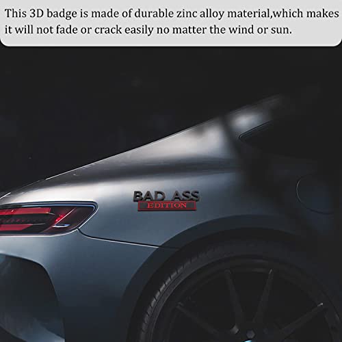Image of Pincuttee 3D Metal Sticker for Bumper /Fender /Body /Rear /Side, Bumper Emblem, Bad Ass Edition Emblem for Cars /SUV /Truck (Black /Red, 1PC)