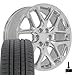 OE Wheels CV62 22 Inch Rims and Tires Fit Silverado 1500 Style 6x139.7 22x9 Chrome - Hollander 14078 - Dueler Alenza HL 285/45-22 (Set of 4)
