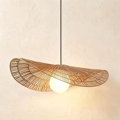 Abat-jour en rotin tressé à la main suspension haut de gamme vintage 60cm