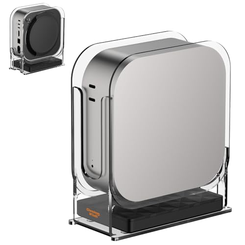 Desing Wish Soporte Acrílico para Mac Mini M4 Soporte de Mesa Compatible con Mac Mini M4/M4 Pro 2024 Accesorios Botón de Encendido Instantáneo con Ventilación y Disipación de Calor Accesorio