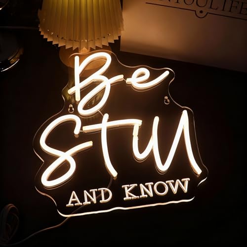Be Still and Know Bible Verses Decorative Neon Sign Desk Decor Motivational Gifts for Women Men, Christian Desk Sign Decor for Home Office Wall (warm white)