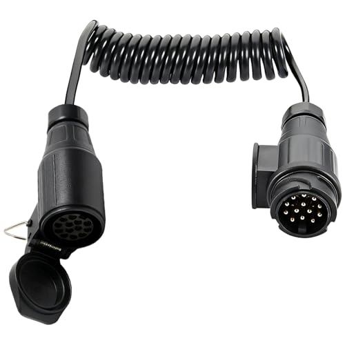 tlidfgeo Anhänger Verlängerungskabel 13 Polig 1.3M,Anhängerkabel Adapterkabel,13 Pol Stecker auf 13 Poliger Steckdose Sprialkabel,13 Poliger Anhängerstecker mit Kabel für PKW RV Wohnmobil Traktor