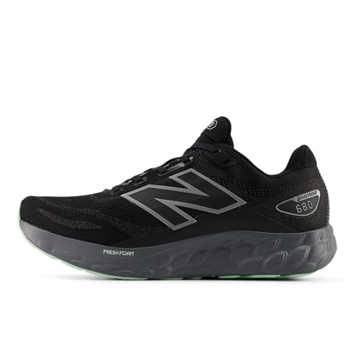New Balance Women's Fresh Foam 680 V8 Waterproof Running Shoe, Black/Castlerock/Lab Green, 11 M