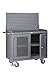 Little Giant MMP3-2D-FL-LP 48" Wide Mobile Service Bench, Clearview Doors, Louvered Panel, Center Shelf, Non-Slip Vinyl Top, Gray
