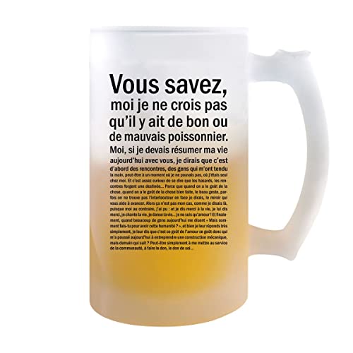 Planetee Chope de bière Poissonnier Homme Bon ou Mauvais | Verre à Bière Pinte Humour métier imprimée en France