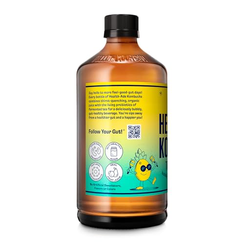 Health-Ade Kombucha Tea Organic Drink, Fermented Tea with Living Probiotics, Detoxifying Acids, Supports Gut Health, Non-GMO, Vegan, Gluten Free, 12 Pack (16 Fl Oz Bottles), Tropical Punch