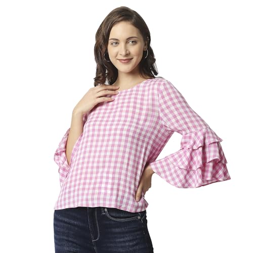 Image of Pepe Jeans Women's Cotton Regular Fit Checks Peplum Top