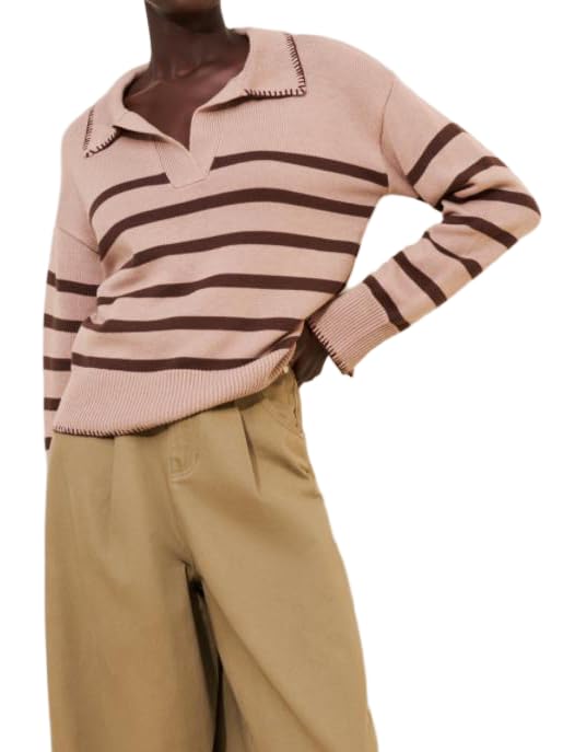 Women Y2k Striped Oversized Sweaters Cute Long Sleeve Knit Cozy Chunky Pullover Tops Color Block Fall Preppy Clothes