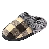 Briskorry Zapatillas de estar por casa para mujer, cálidas, antideslizantes, unisex, para interior y exterior