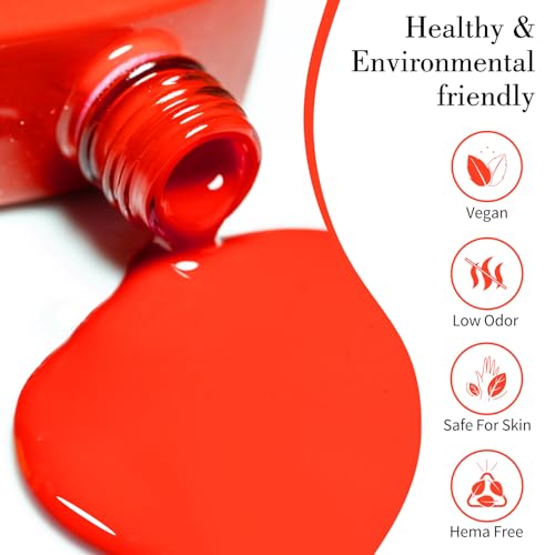 Image of CANNI 9ml Neon Orange Gel Nail Polish, High Gloss UV LED Soak Off Gel