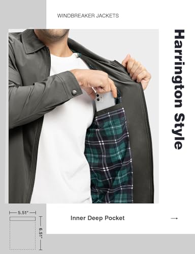 Image of TBMPOY Mens Lightweight Jackets Light Windbreaker Full Zip Casual Work Jacket Golf Business Fall Track Coat with Pockets