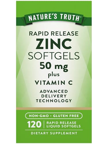 Nature's Truth Zinc with Vitamin C | 50mg | 120 Softgels | Non-GMO & Gluten Free Supplement