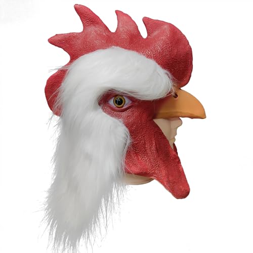 Ginoba Latex Rooster Animal Half Head Mask For Halloweem Costume Cosplay Mens Maquerade