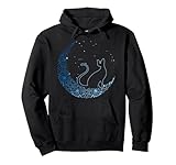 Black Cat Crescent Moon Gift Design Idea For Cat Fans Pullover Hoodie