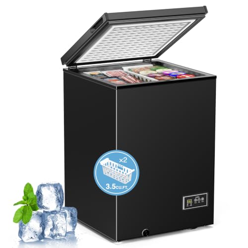 Image of Kismile 3.5 Cu.Ft Compact Chest Freezer, Ultra-Low Temperature Deep Freezer (-40F to 14F), Energy-Efficient, Digital Adjustable Thermostat, Top-Opening Door with 2 Removable Baskets, Black