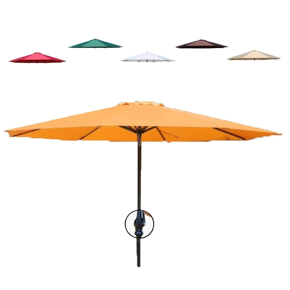 270cm Ombrellone Dritto Ombrellone Da Giardino Esterni 8 Costole | Ombrellone Da Balcone Con Manovella Protezione UV Antipioggia Parasole Per Cortile Piscina