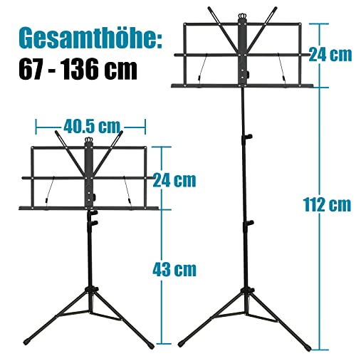 GLEAM Notenständer - 2 in 1 Zweifachnutzung Tischbuchständer Klappbarer Notenhalter mit Tragetasche