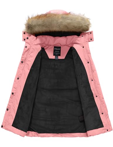 wantdo Girl's Winter Coat Long Puffer Jacket Fleece Parka with Hood Waterproof3