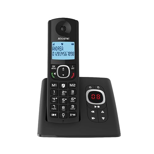 ALCATEL F530 Voice - Schnurloses Festnetztelefon DECT mit Anrufbeantworter - Großes beleuchtetes Display - Freisprechfunktion - Anrufblockierungsfunktion - 2 Direktwahltasten - Schwarz