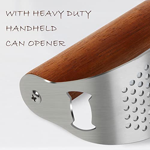 Auyeetek Knoblauchpresse Edelstahl Wippe Spülmaschinenfest Premium Griff aus Holz Knoblauchwippe Garlic Crusher Knoblauch Presse Testsieger Knoblauchschneider 10 * 5.1cm Groß Verdickt